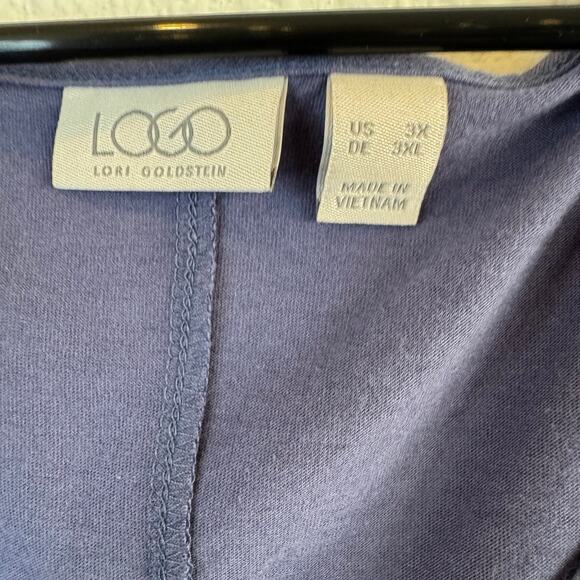 Logo Lori Goldstein Plus 3X Tunic Blue V Neck Short Sleeve Top - Picture 4 of 6